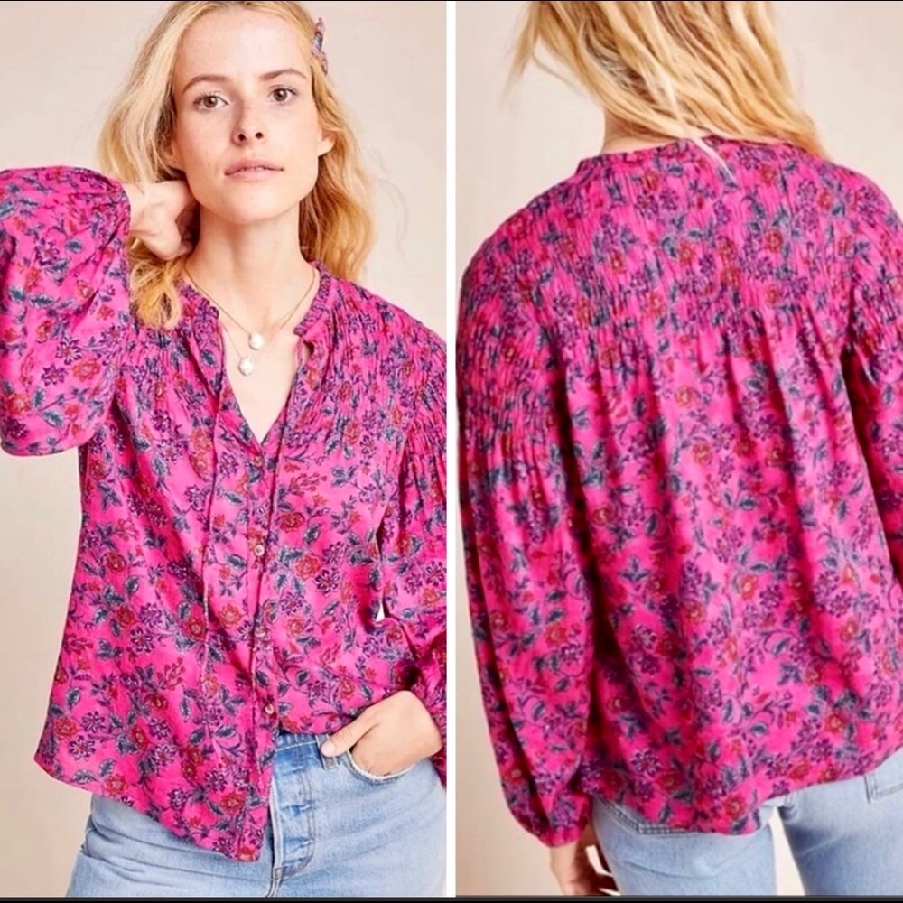 Anthropologie Maeve Calais button down peasant blouse.